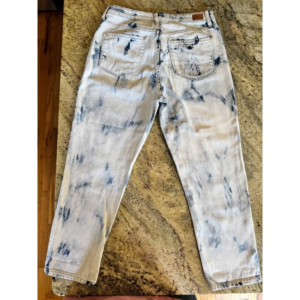 Simple Society Acid Wash‎ Bleach Tie Dye Mom Jeans Blue White Size 9/29 Cotton